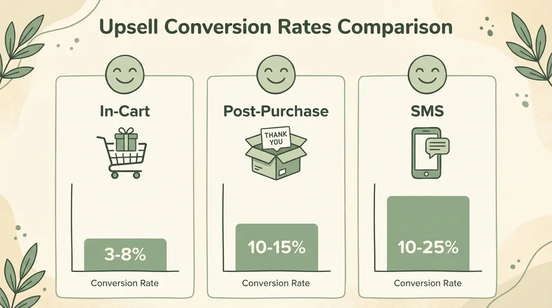 Shopify Upsell Apps Comparison: In-Cart vs Post-Purchase vs SMS