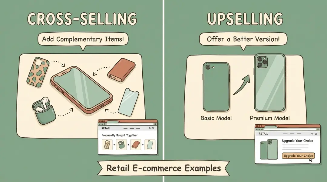 Examples of cross-selling and upselling in e-commerce