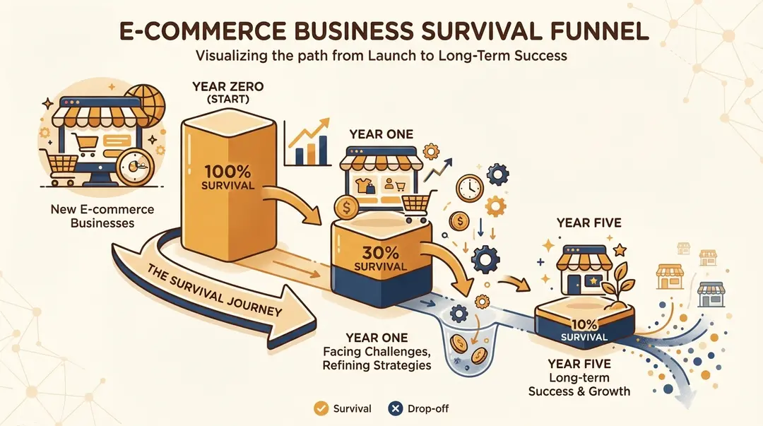 Shopify Store Churn Rate 2026: Why 70% of E-commerce Businesses Fail