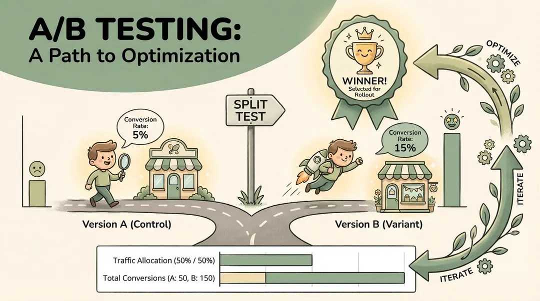 A/B testing concept with split test visualization